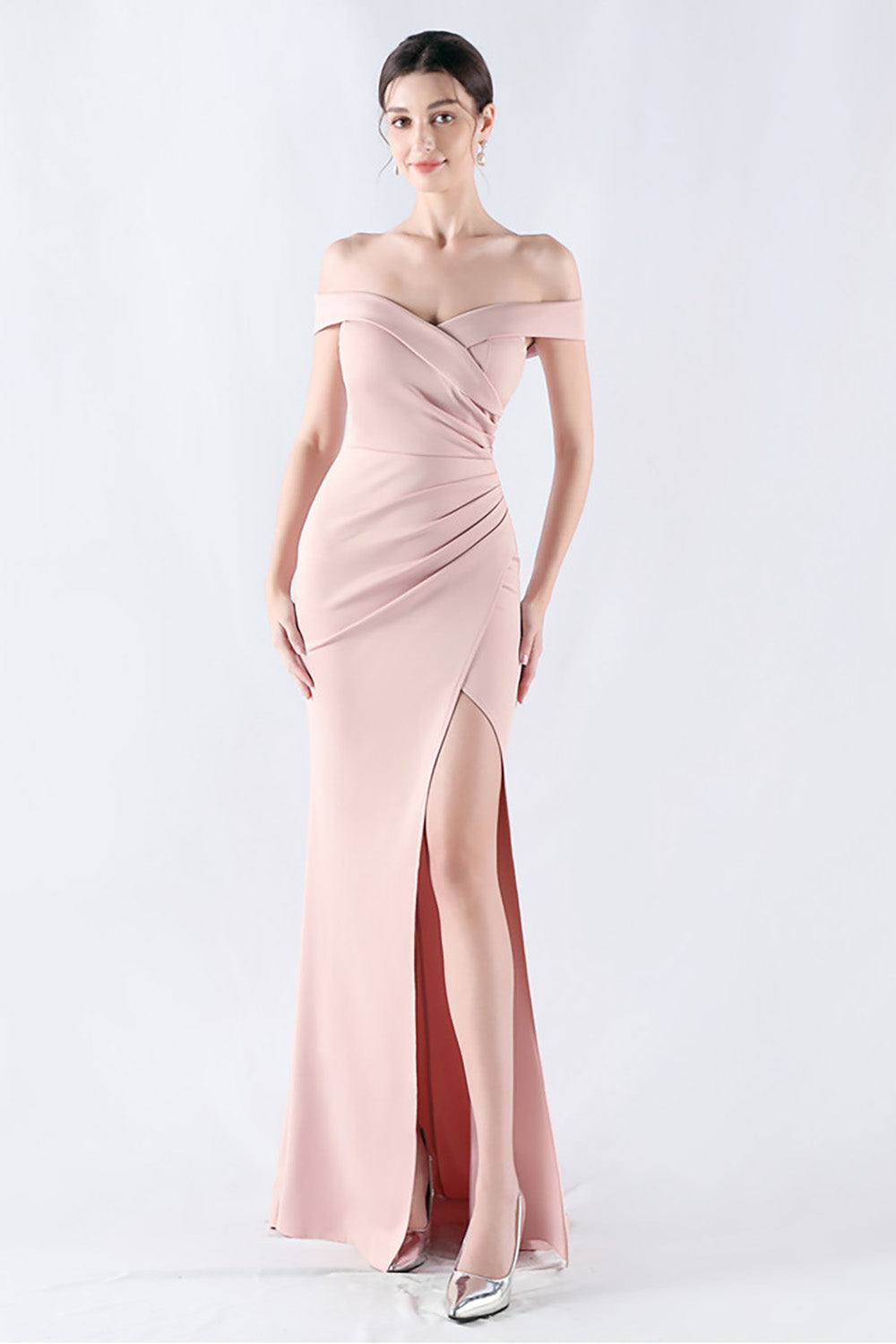 Bordeaux havfrue Off The Shoulder Lang Gallakjole med Slids