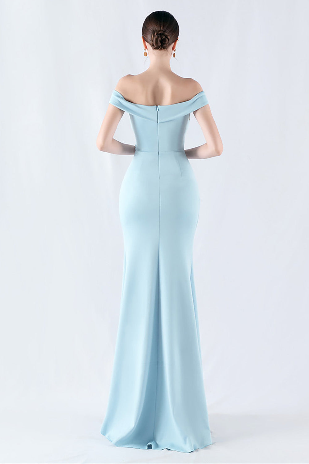 Bordeaux havfrue Off The Shoulder Lang Gallakjole med Slids