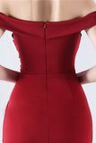 Bordeaux havfrue Off The Shoulder Lang Gallakjole med Slids