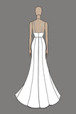 Enkel elfenben satin skede brudekjole med slids