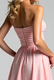 Chiffon Pink Sweetheart A Line Ruched Brudepigekjole