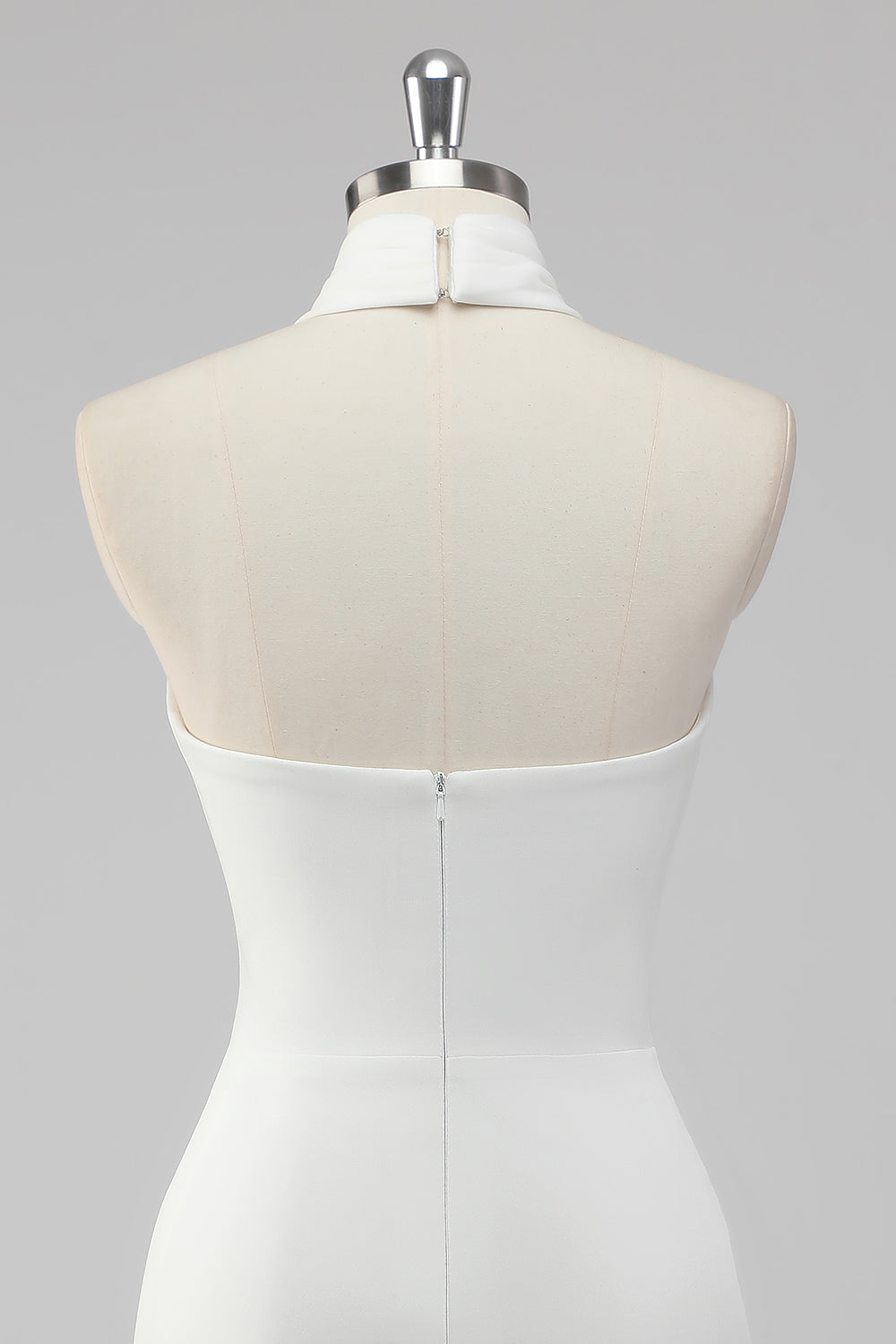 A-linje halterneck satin lille hvid graduering kjole