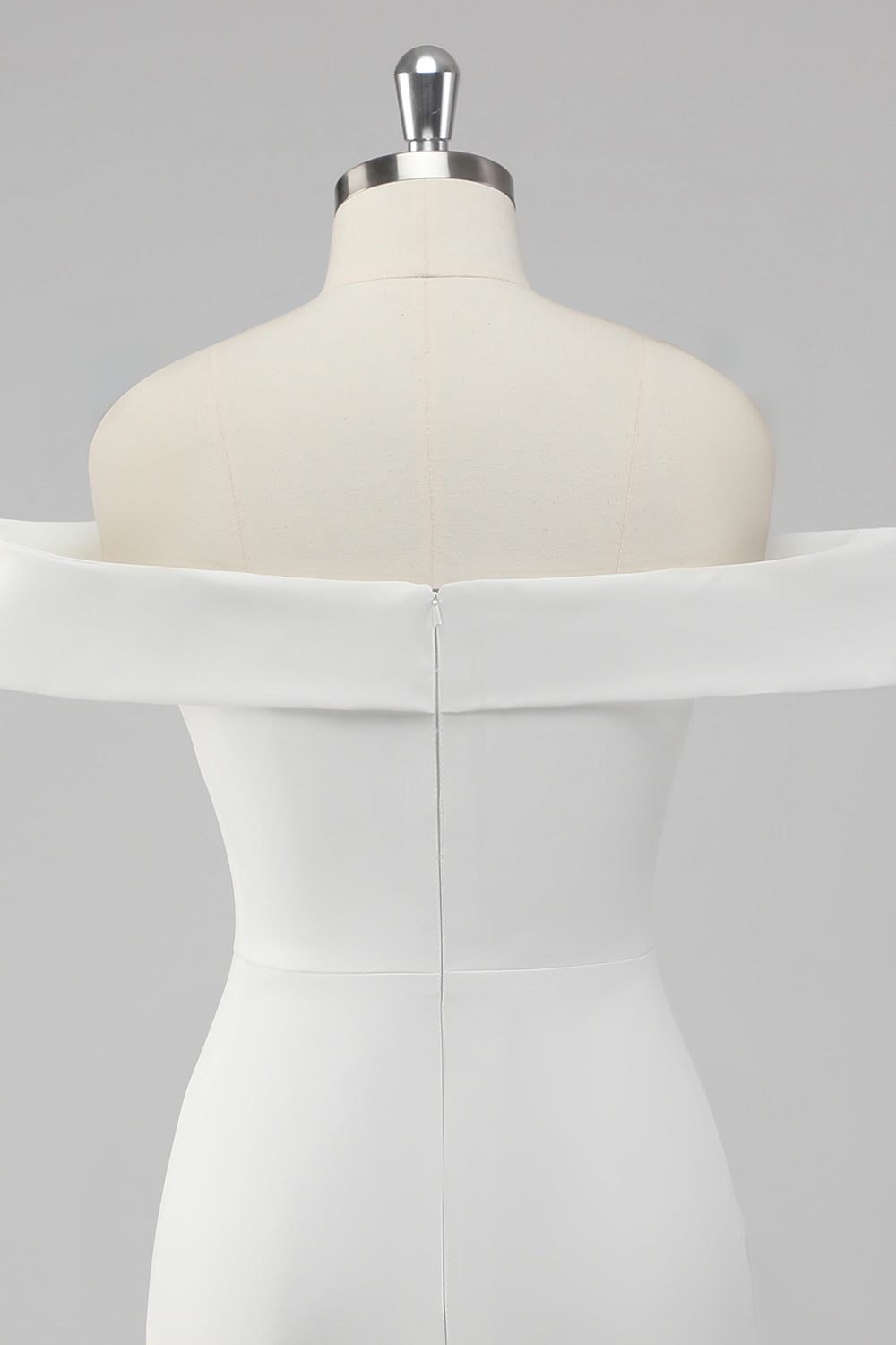 Hvid skede Off the Shoulder Satin kort graduation kjole