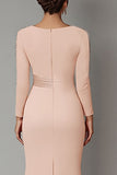 Blush Lace Sheath Mor Til Bruden Kjole med Lange Ærmer