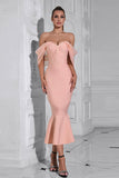 Blush havfrue korset Off the Shoulder Tea længde gallakjole