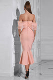 Blush havfrue korset Off the Shoulder Tea længde gallakjole