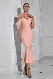 Blush havfrue korset Off the Shoulder Tea længde gallakjole