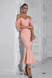 Blush havfrue korset Off the Shoulder Tea længde gallakjole