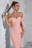Blush havfrue korset Off the Shoulder Tea længde gallakjole