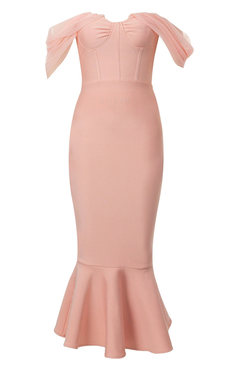Blush havfrue korset Off the Shoulder Tea længde gallakjole