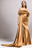 Satin Sort Off The Shoulder Havfrue Formel Kjole