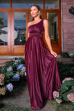 Glitrende bordeaux En skulder En linje Ruched Prom Kjole