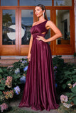 Glitrende bordeaux En skulder En linje Ruched Prom Kjole