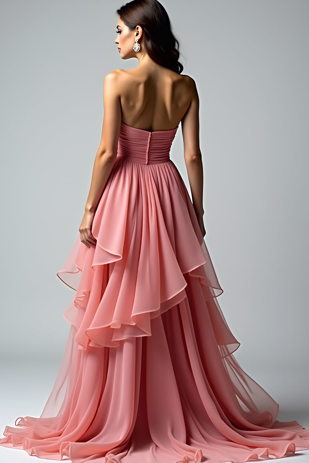 Dusty Rose Sweetheart Ruffled Gallakjole