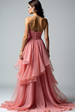 Dusty Rose Sweetheart Ruffled Gallakjole