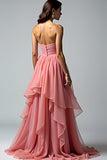 Dusty Rose Sweetheart Ruffled Gallakjole