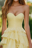 Påskelilje Chiffon Sweetheart A-linje Ruffled Lang Gallakjole