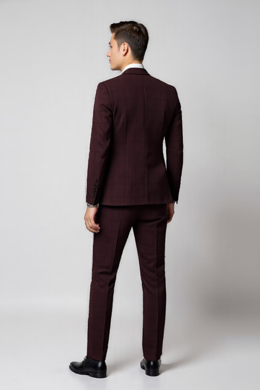 Bordeaux Notched revers 2 Piece Slim Fit Mænds Jakkesæt