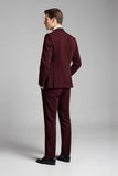 Burgundy 2 stykker Notched revers Mænds dragter