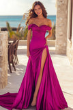 Fuchsia Off The Shoulder rynket gallakjole