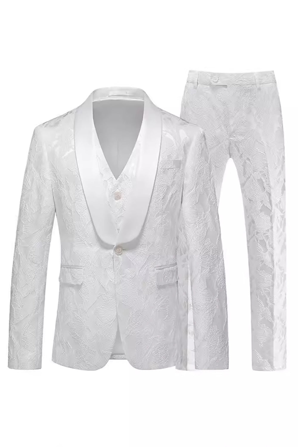 Jacquard Sort 3 stykker sjal revers Mænds dragter