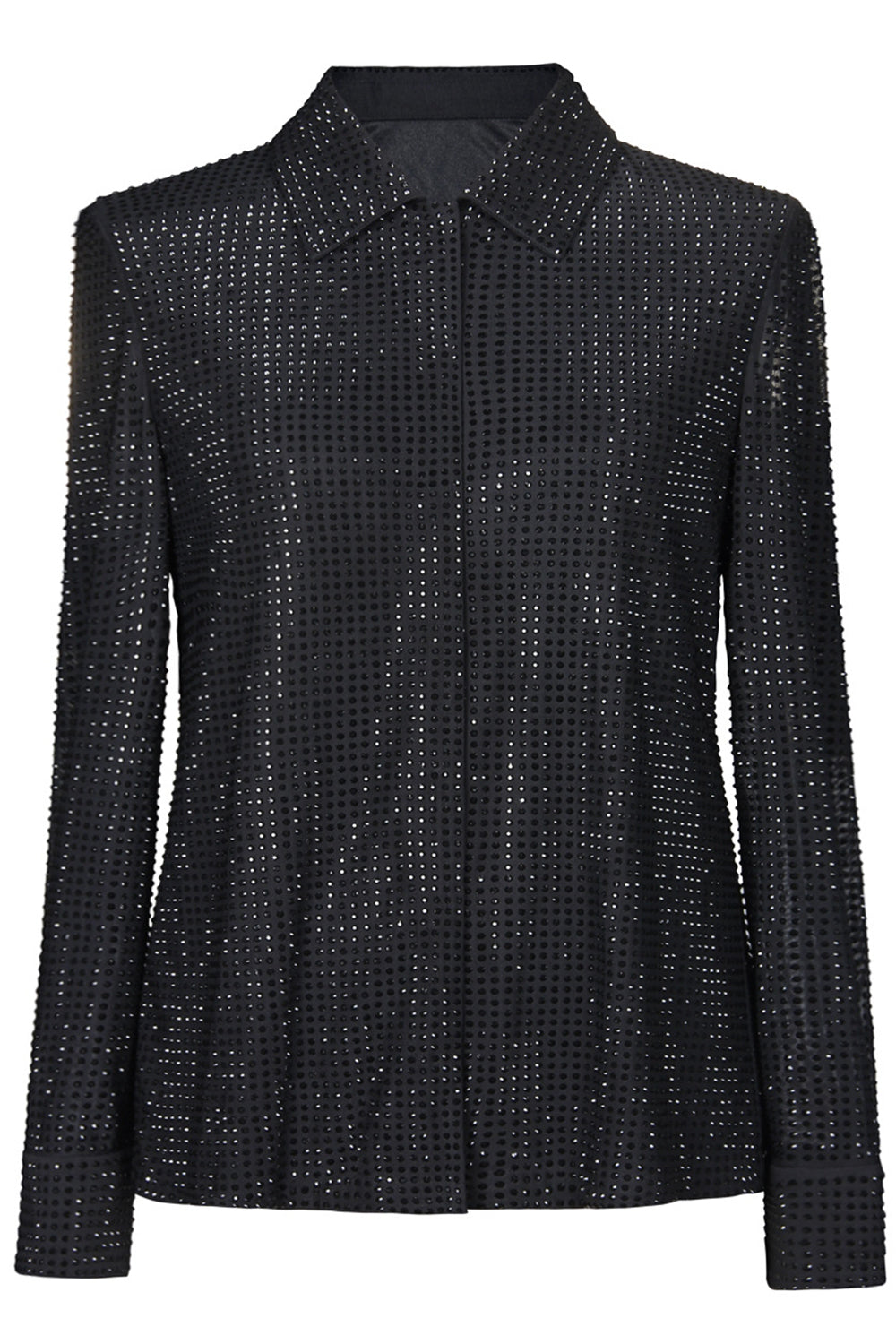 Glitrende Sort 2-delt Kvinder Jakkesæt