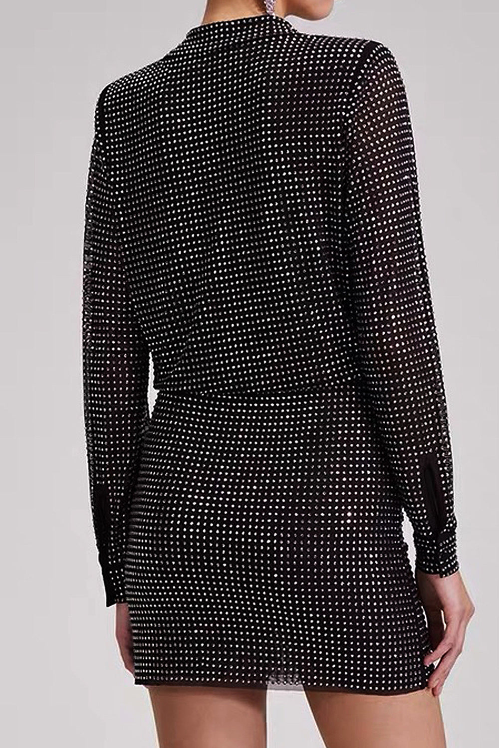 Glitrende Sort 2-delt Kvinder Jakkesæt