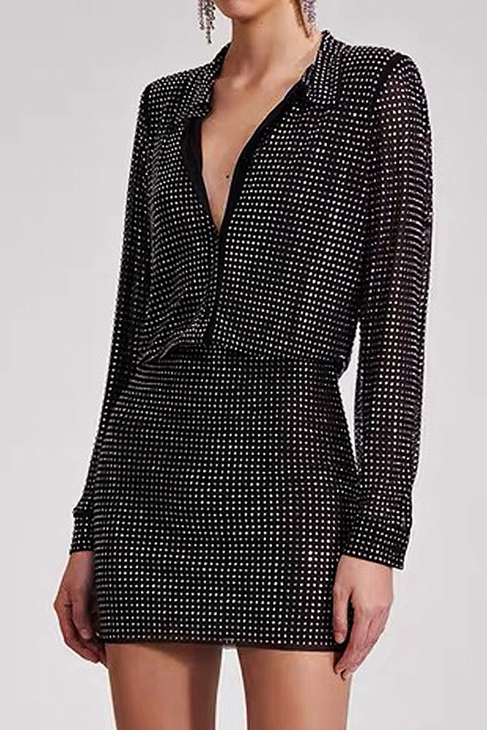 Glitrende Sort 2-delt Kvinder Jakkesæt