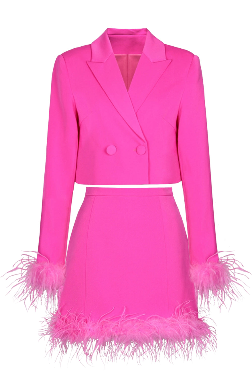 Sort 2-delt Peak revers kort Kvinder Prom Suits med Feather