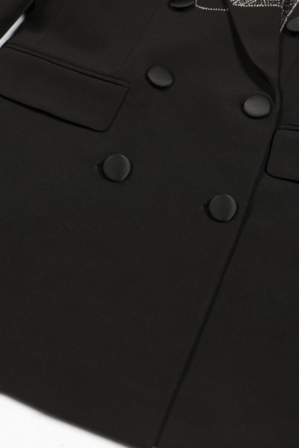 Glitrende sort Peak revers dobbeltradet kvinder bal blazer med perler