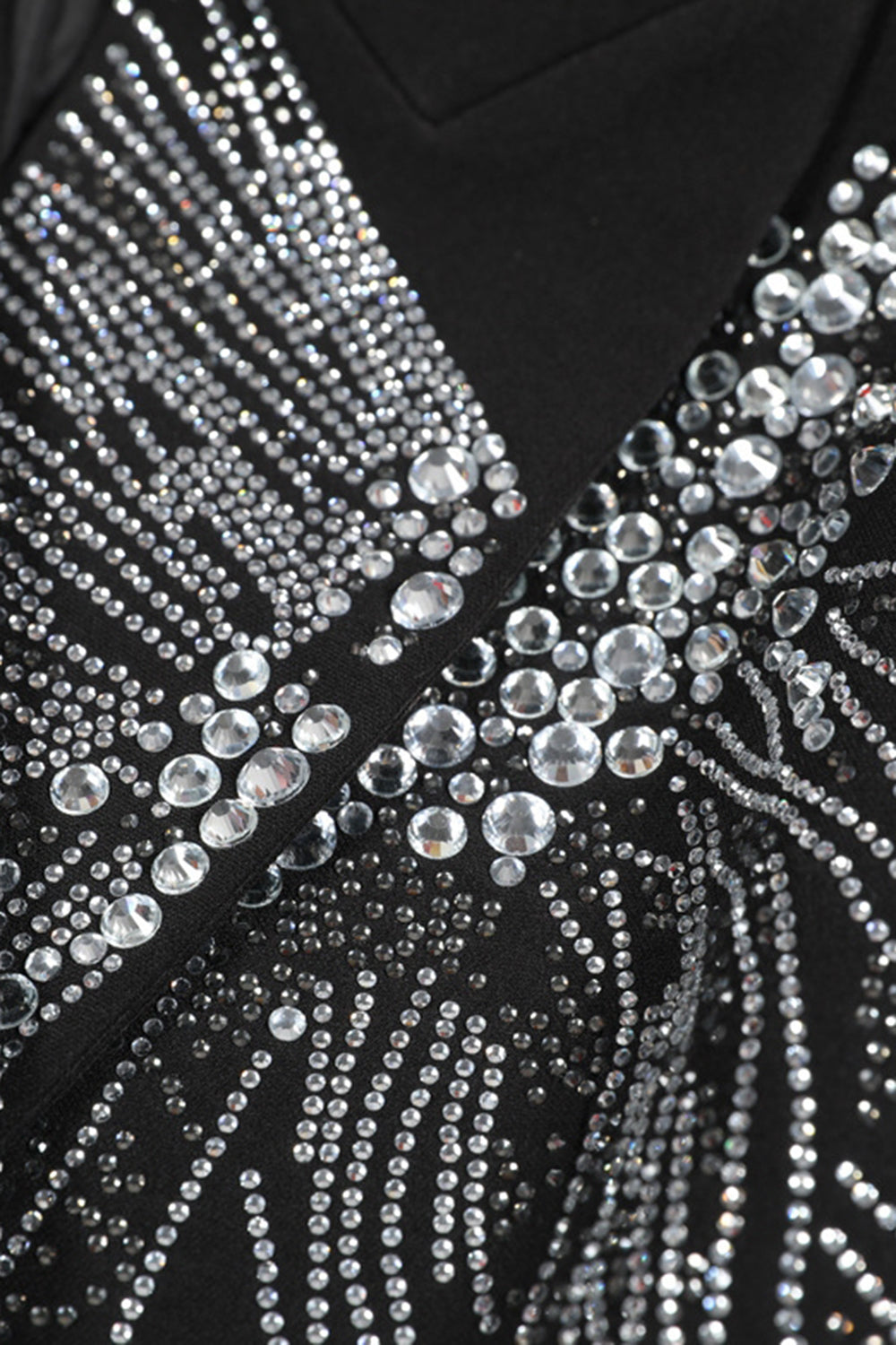 Glitrende sort Peak revers dobbeltradet kvinder bal blazer med perler