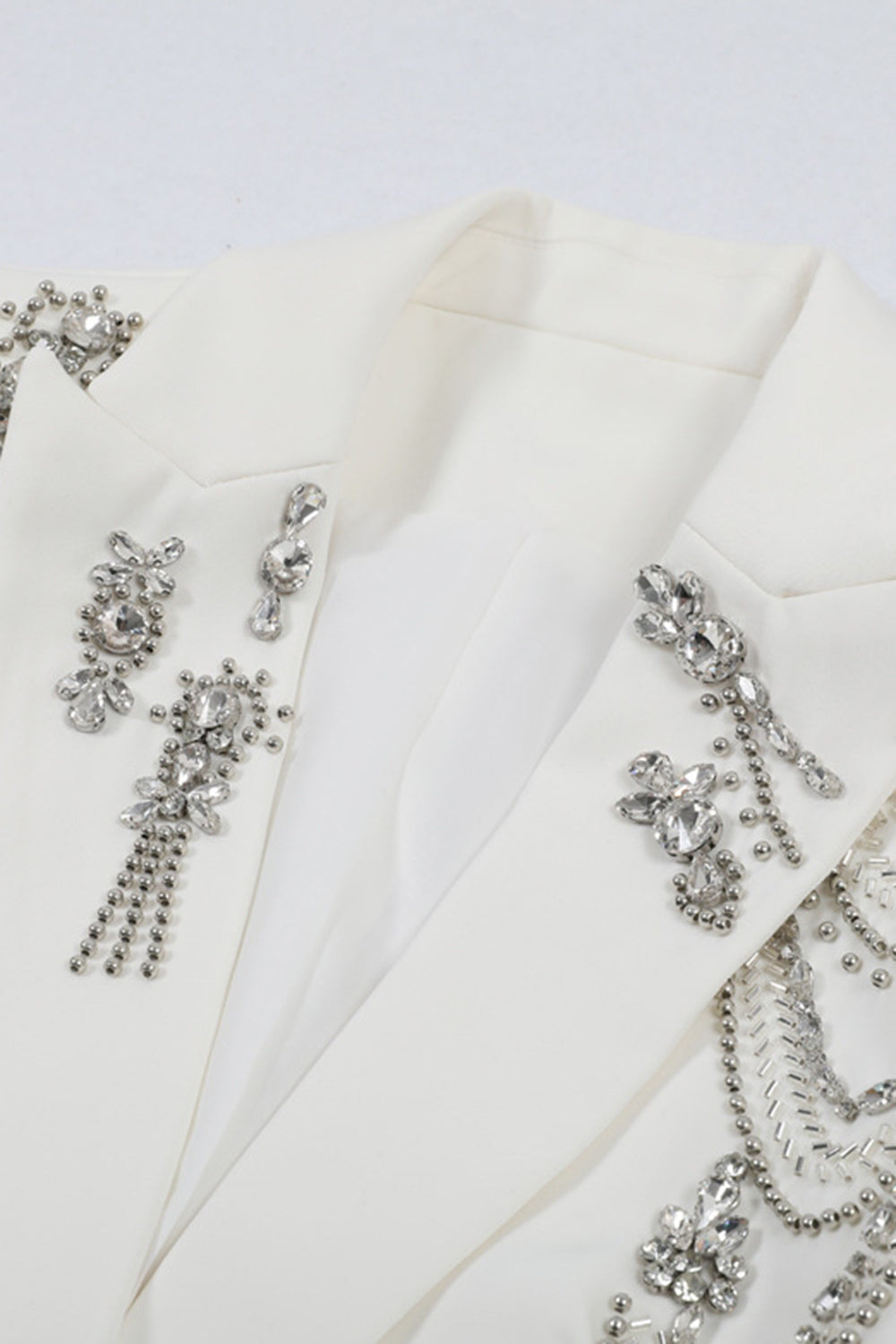 Glitrende sort Peak revers enkeltradet kvinder bal blazer med rhinsten