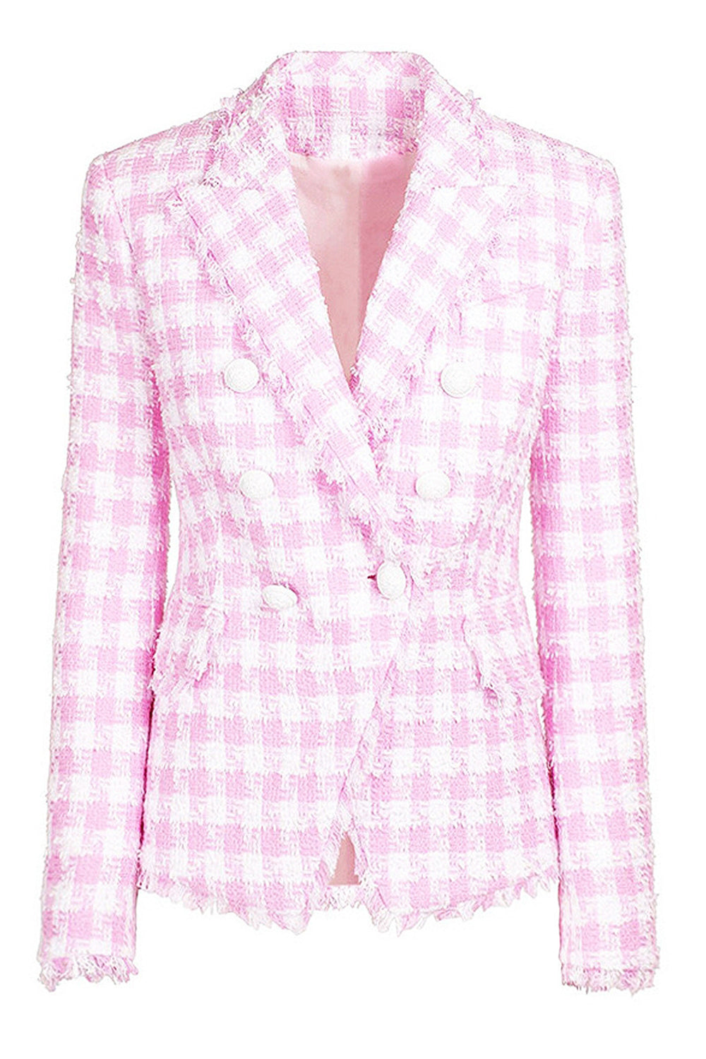 Pink 2-delt Peak revers dobbeltradet dame galladragter med lommer