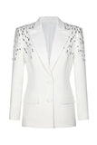 White Peak revers Single Breasted Kvinder Prom Blazer med pailletter