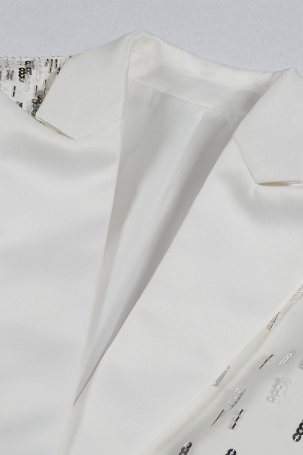 White Peak revers Single Breasted Kvinder Prom Blazer med pailletter