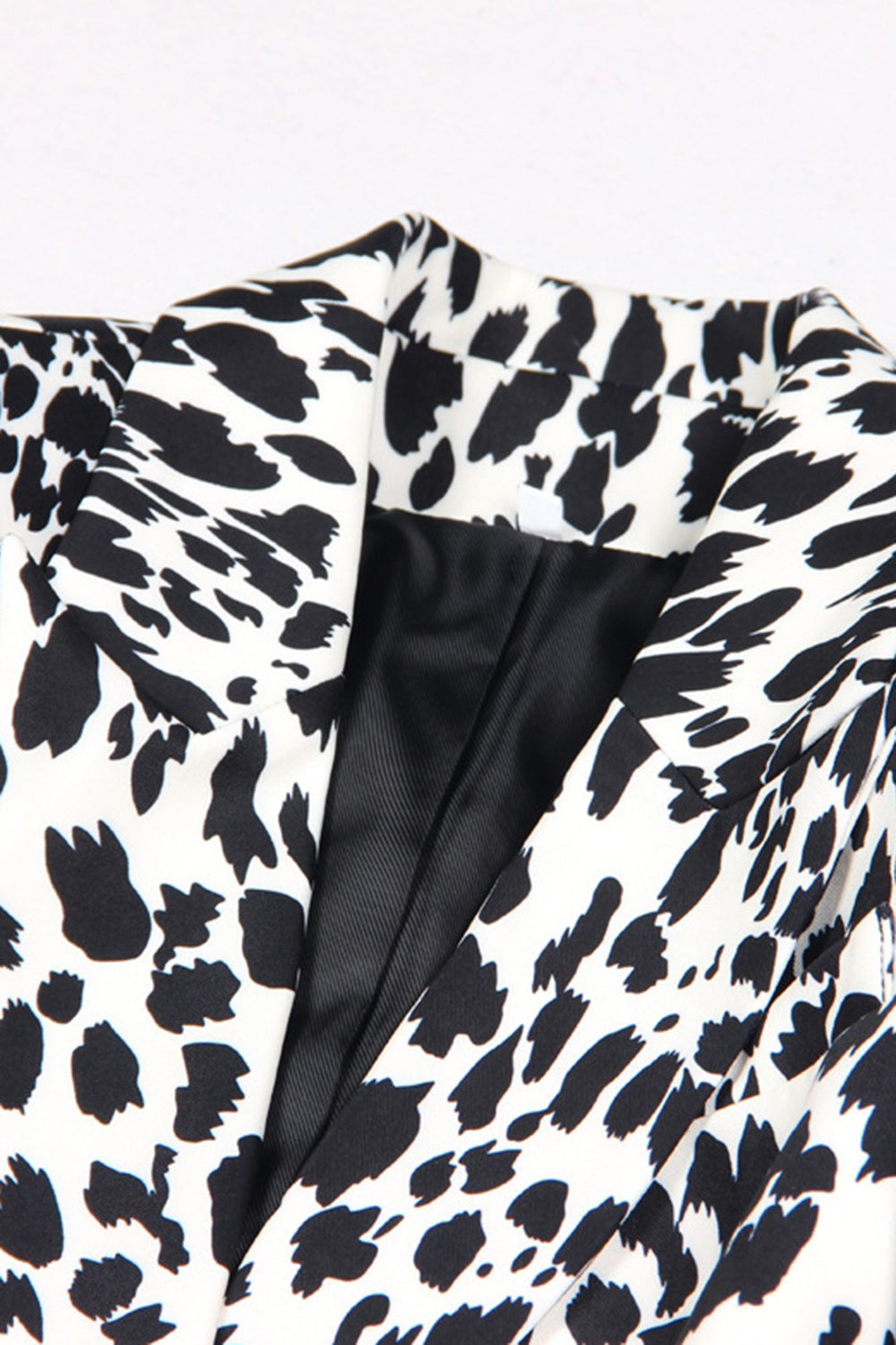 Sort Leopard Print Satin Peak revers Kvinder Prom Blazer