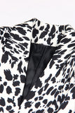Sort Leopard Print Satin Peak revers Kvinder Prom Blazer