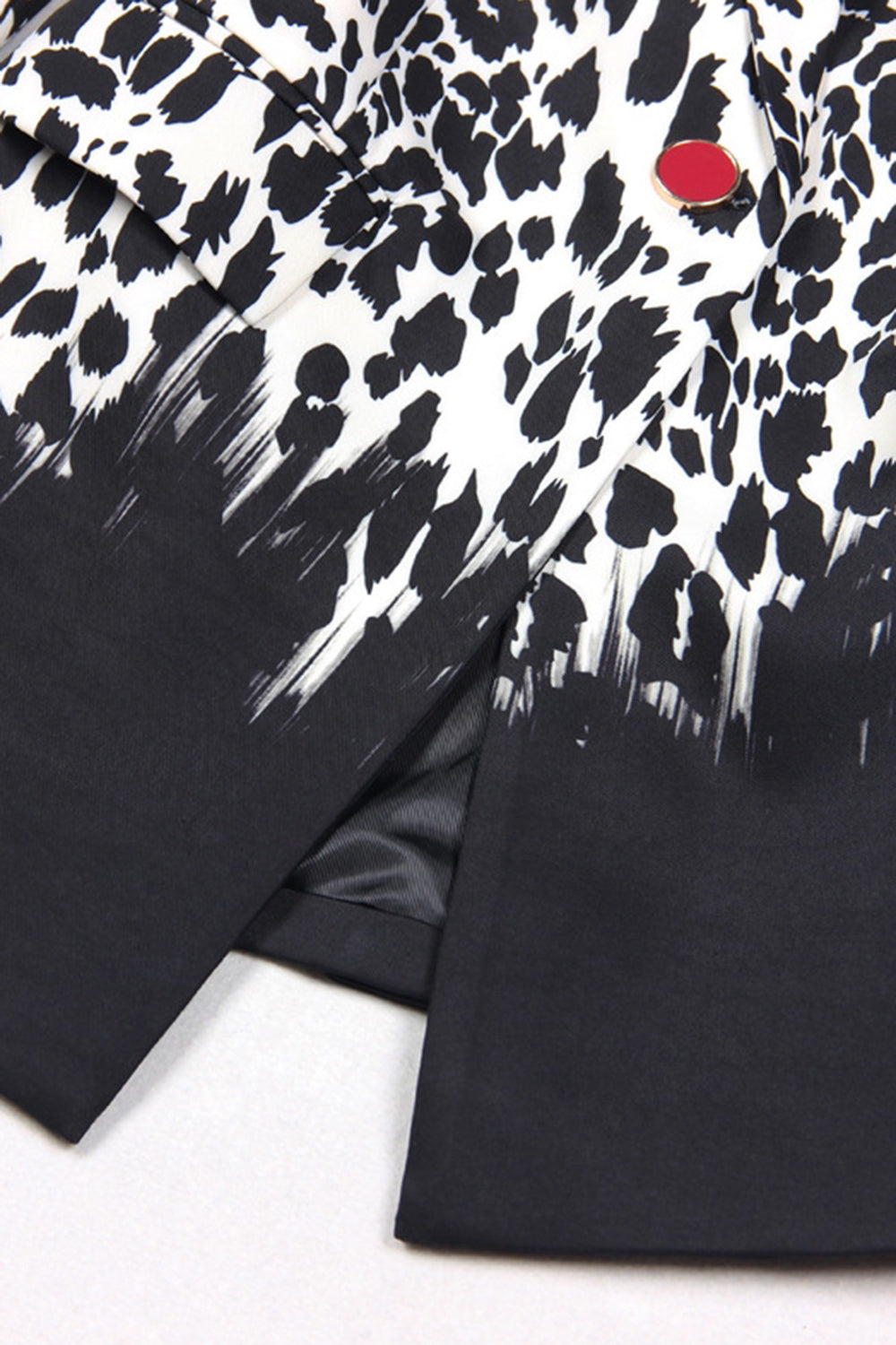 Sort Leopard Print Satin Peak revers Kvinder Prom Blazer