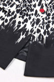 Sort Leopard Print Satin Peak revers Kvinder Prom Blazer