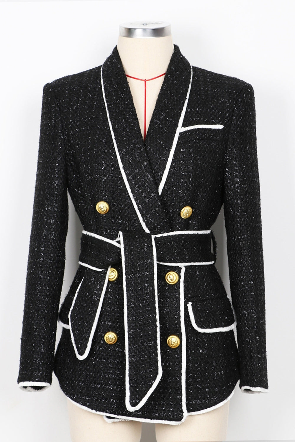 Hvid 2-delt sjal revers dobbeltradet kvinder galladragter