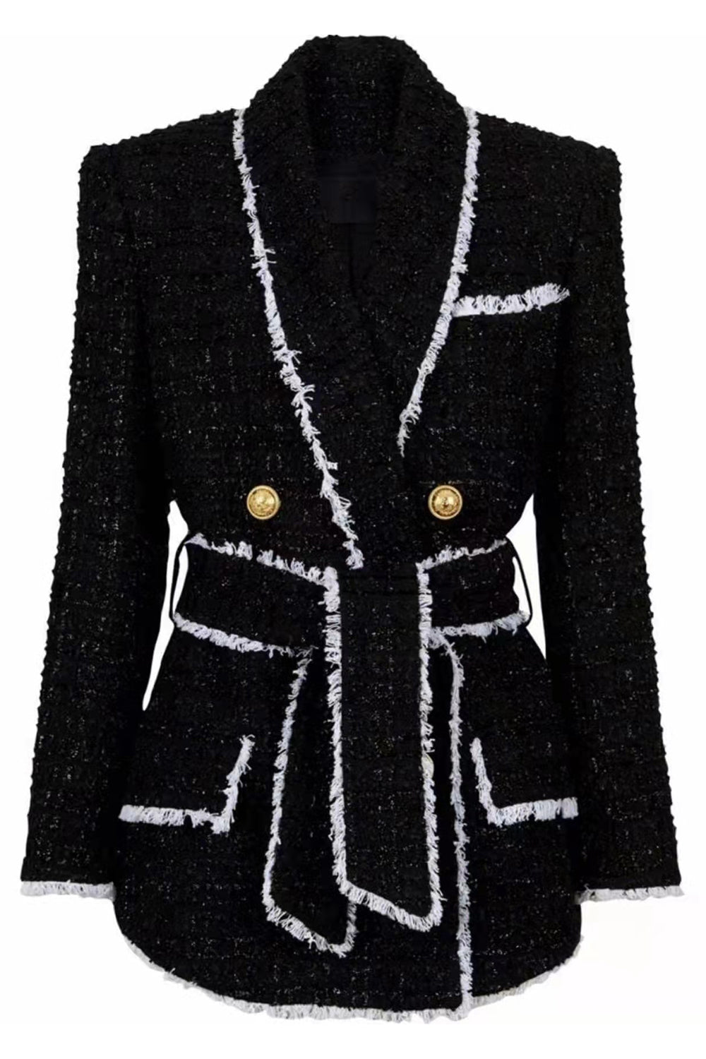 Hvid 2-delt sjal revers dobbeltradet kvinder galladragter