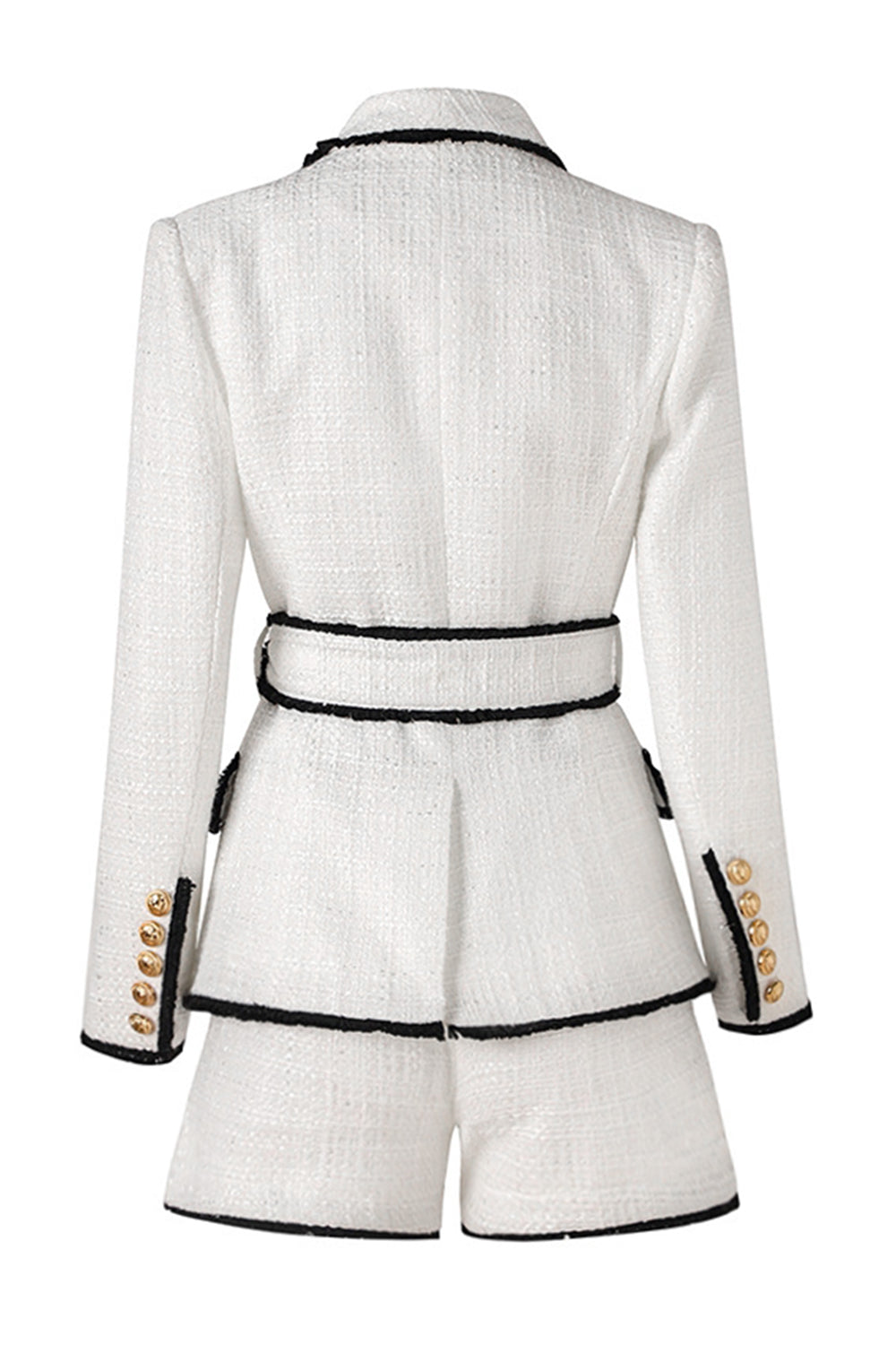 Hvid 2-delt sjal revers dobbeltradet kvinder galladragter