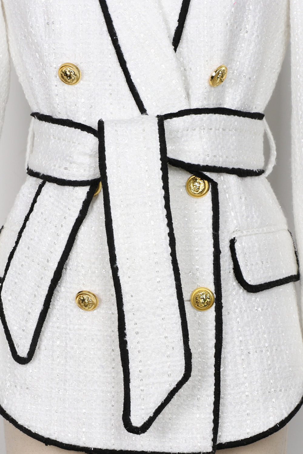 Hvid 2-delt sjal revers dobbeltradet kvinder galladragter