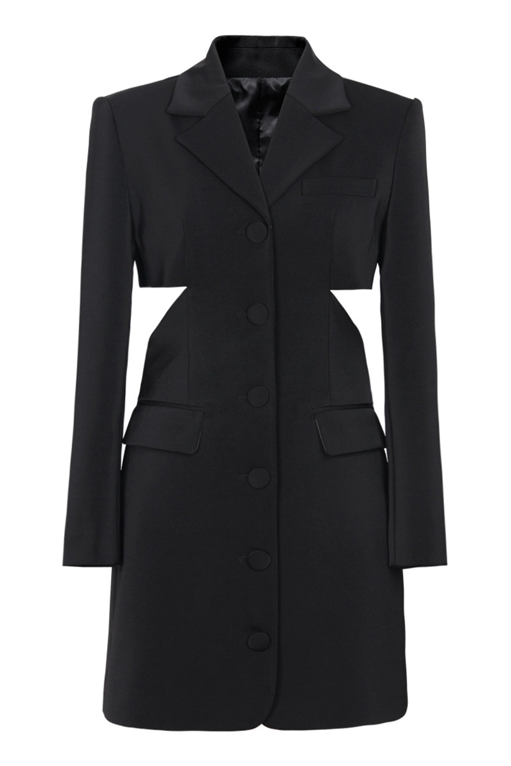 Sort Notched Revers Cut Out Kvinder Prom Suits med sløjfe