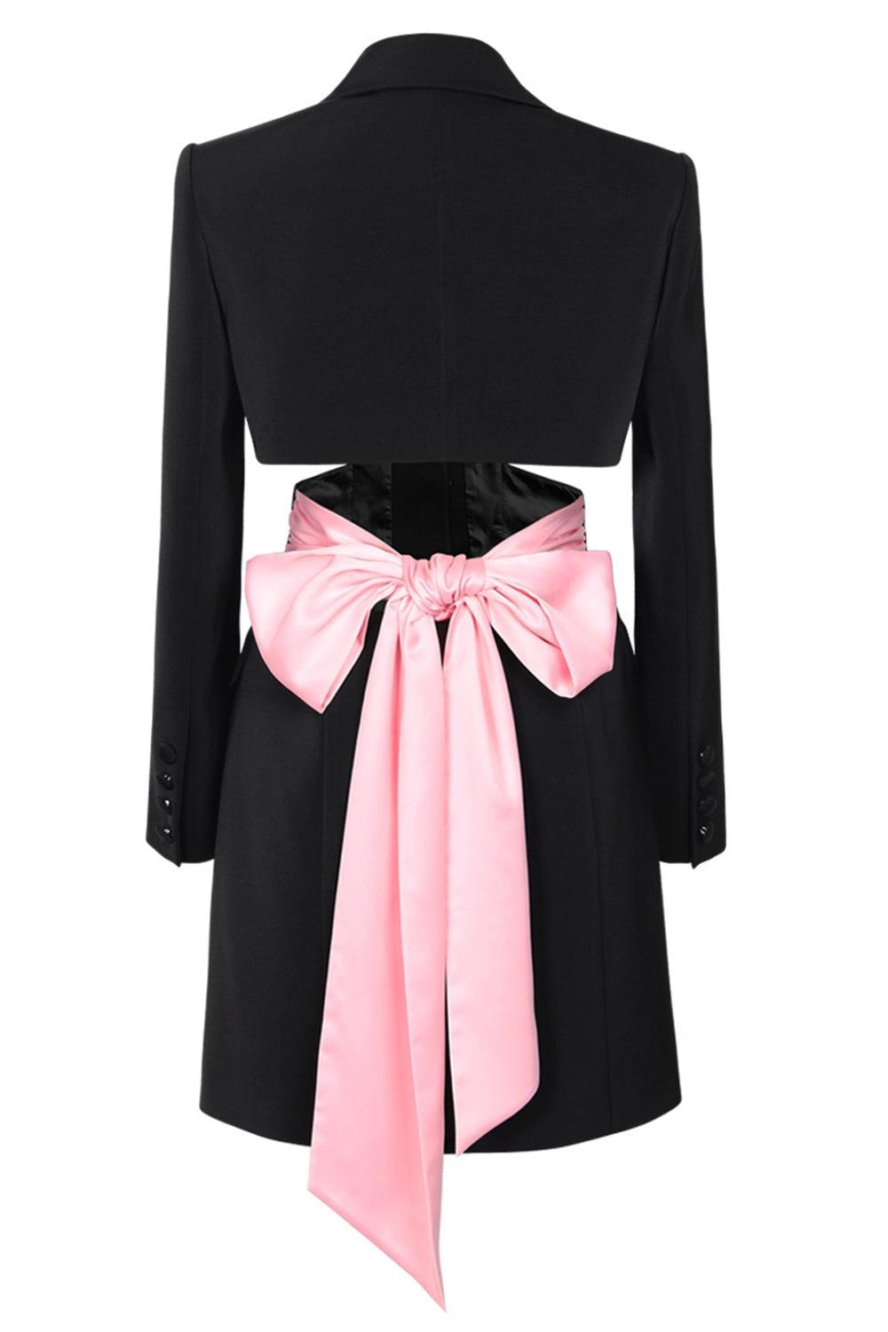 Sort Notched Revers Cut Out Kvinder Prom Suits med sløjfe