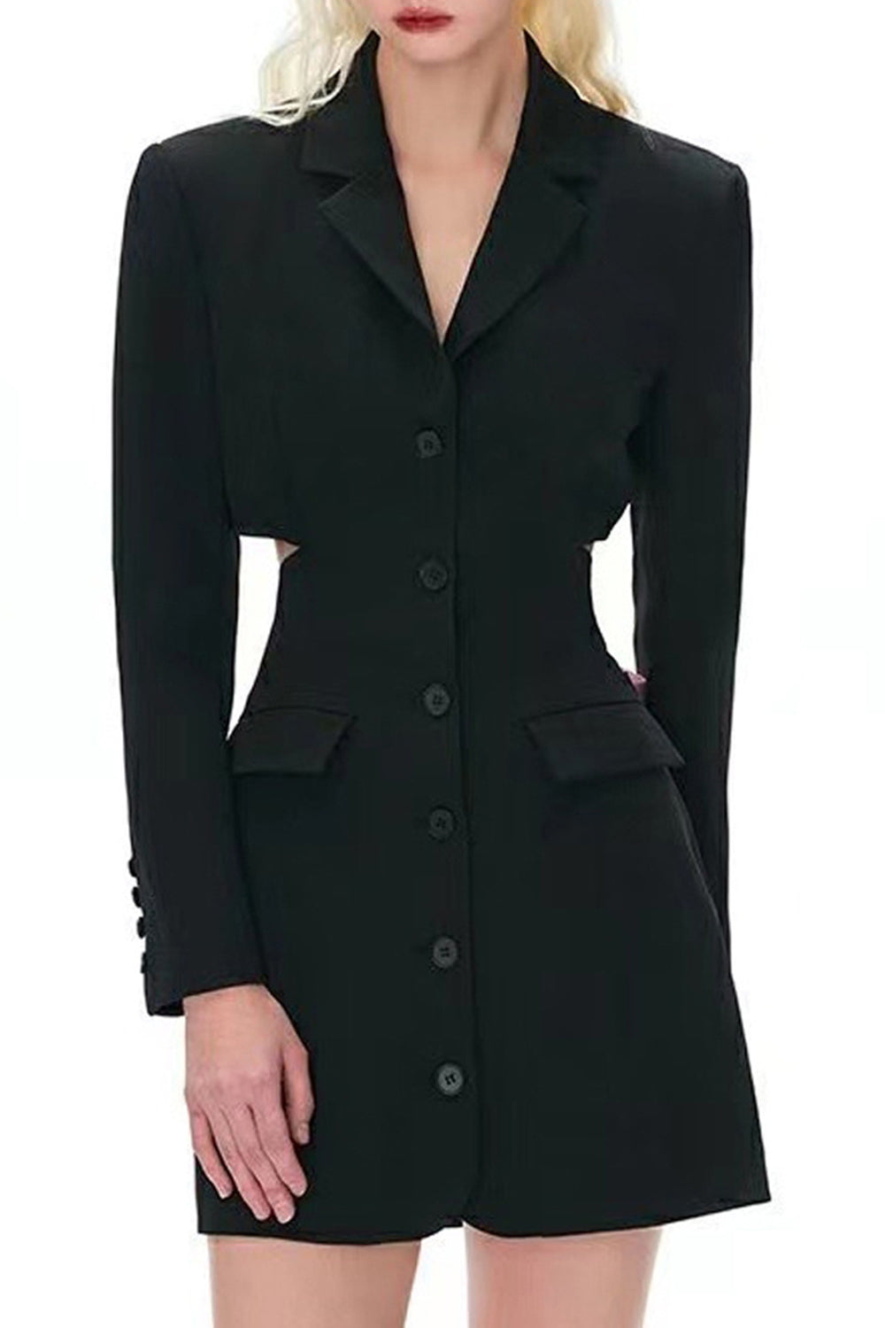 Sort Notched Revers Cut Out Kvinder Prom Suits med sløjfe