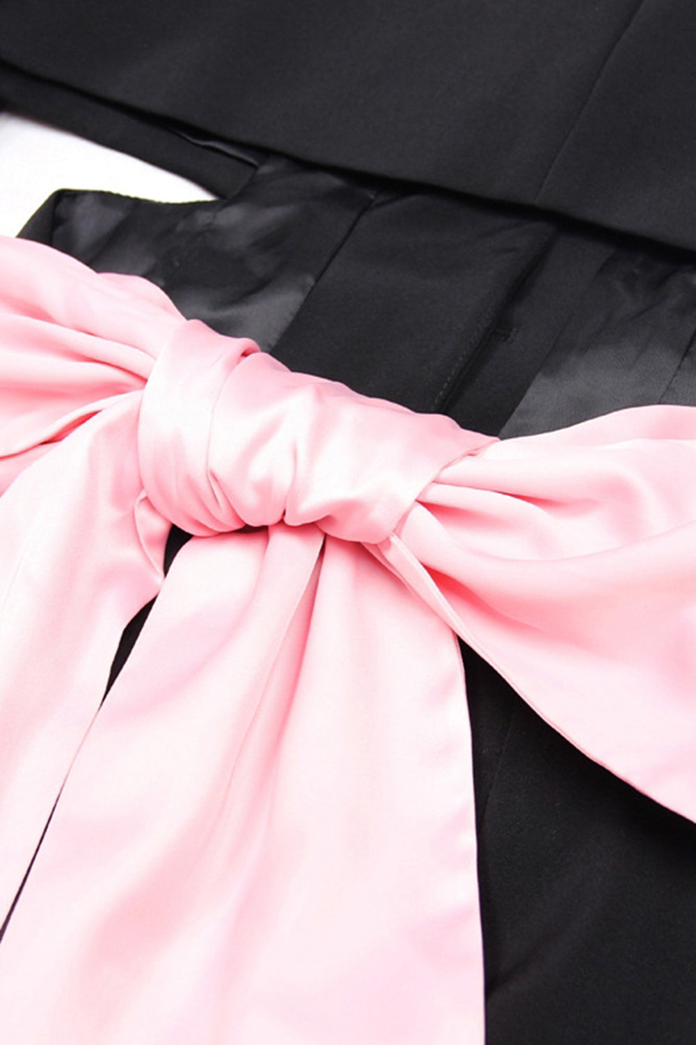 Sort Notched Revers Cut Out Kvinder Prom Suits med sløjfe