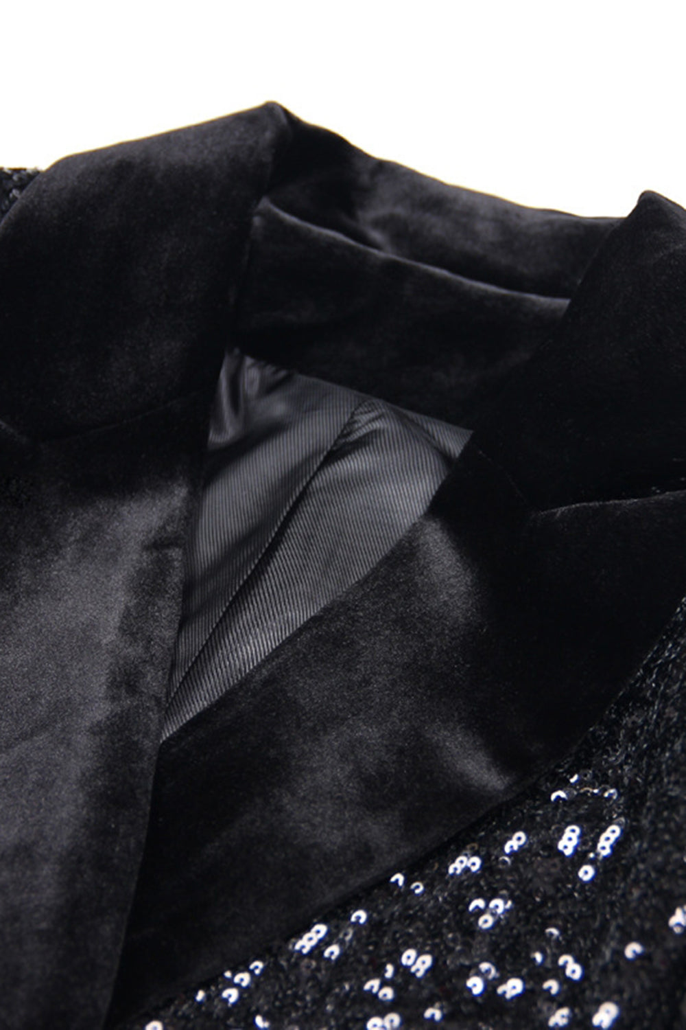 Glitrende sort paillet Peak revers dobbeltradet kvinder bal blazer