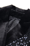 Glitrende sort paillet Peak revers dobbeltradet kvinder bal blazer
