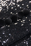 Glitrende sort paillet Peak revers dobbeltradet kvinder bal blazer